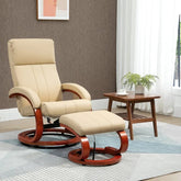 Beige Massage Recliner Chair w/ Ottoman & Remote
